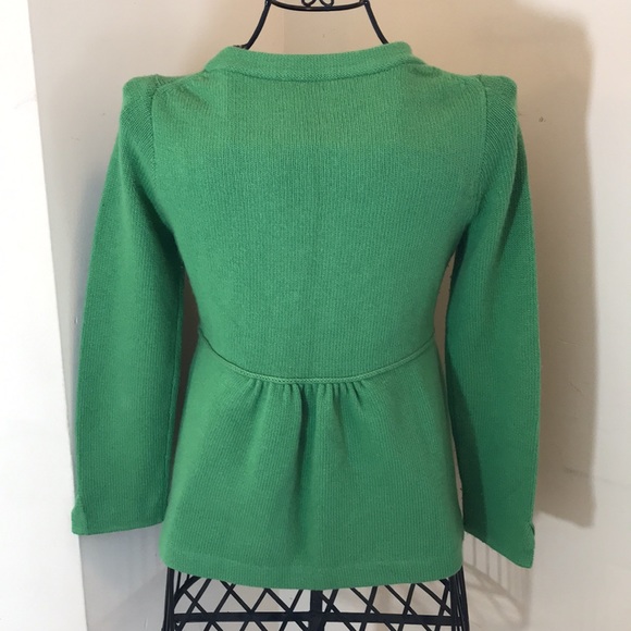 J.Crew Collection Green Cashmere-Blend Double-Breasted Sweater w/ Rhinestone But - Picture 5 of 15